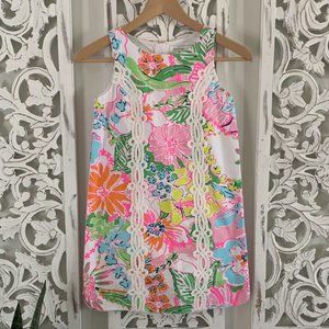 Lilly Pulitzer Girls Size Medium 7/8 NOSEY POSEY Floral Tropical Shift Dress